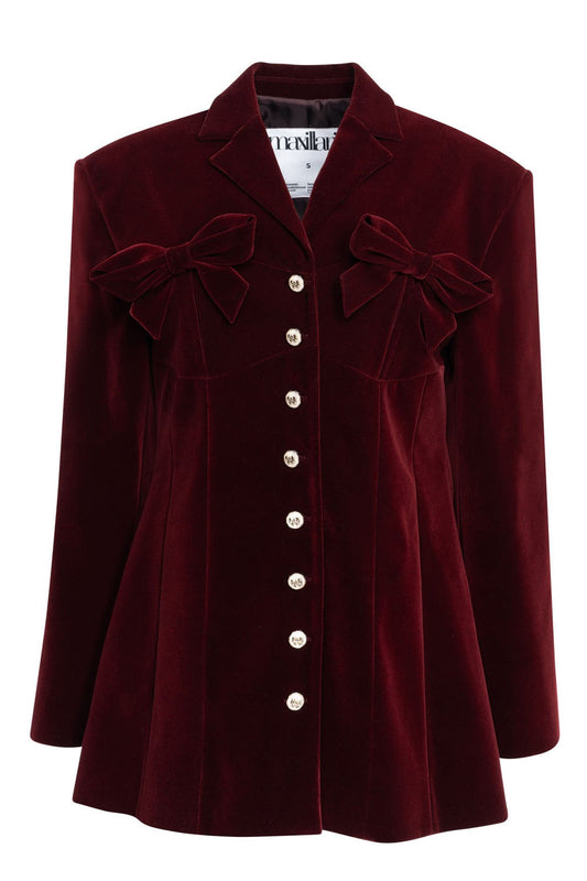 Burgundy Jacket Dress with bow detail