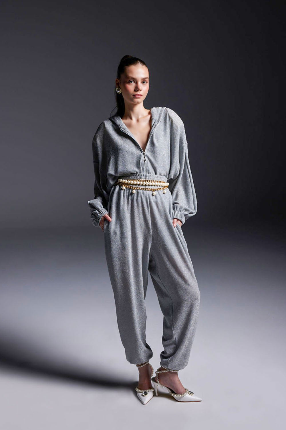 Gray & Silvery Venus Sweat Pant