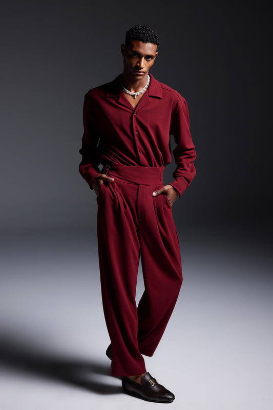 Burgundy cocktail suitdresses Pant